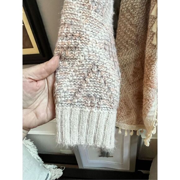 1.4.3. Story by Line Up Blue & Rust Soft & Cozy Open Front Tassel Cardigan sz XS - Picture 3 of 6